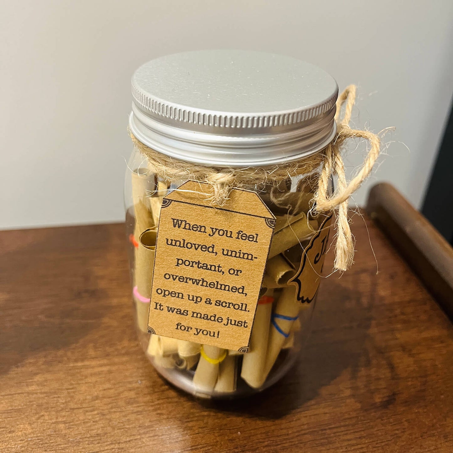 Jar of Joy with Personalized Scripture Scrolls - 40 Scripture Cards with Your Name