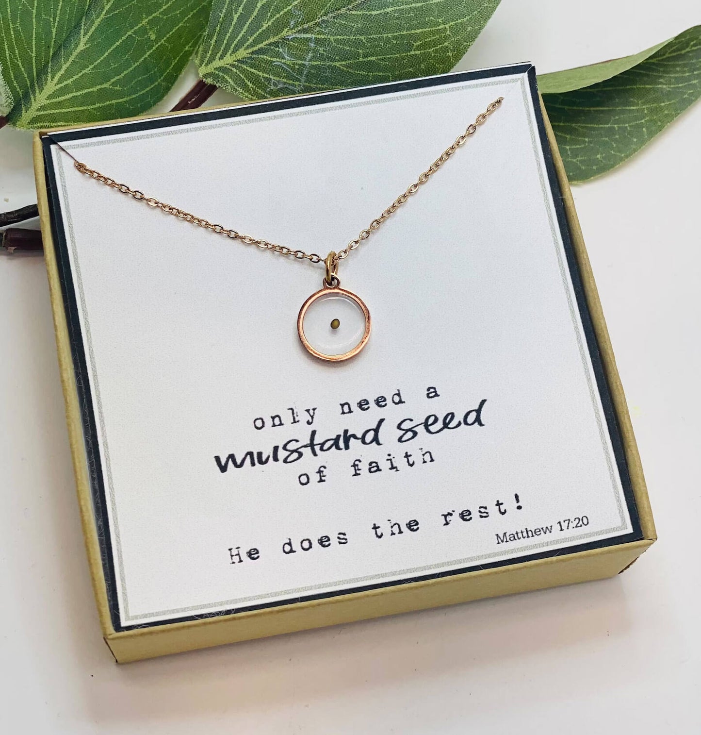 Real mustard seed necklace, Encouragement gift, Mustard seed jewelry, Faith necklace, Christian jewelry, Miscarriage gift, Inspirational