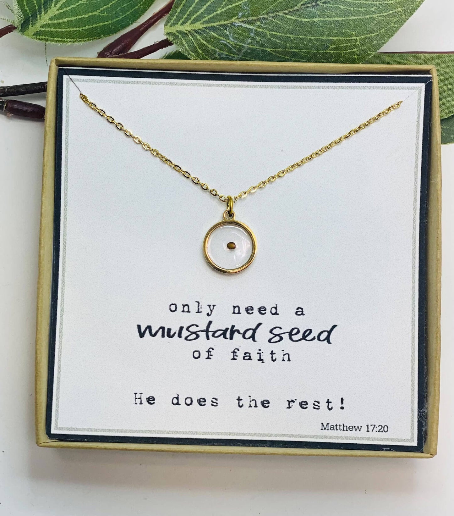 Real mustard seed necklace, Encouragement gift, Mustard seed jewelry, Faith necklace, Christian jewelry, Miscarriage gift, Inspirational