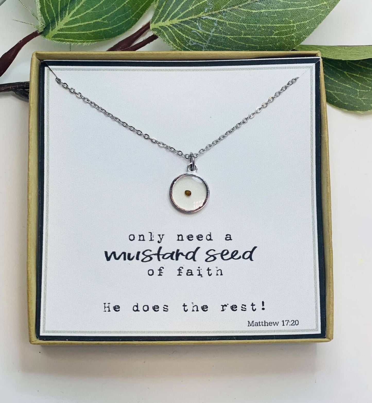 Real mustard seed necklace, Encouragement gift, Mustard seed jewelry, Faith necklace, Christian jewelry, Miscarriage gift, Inspirational
