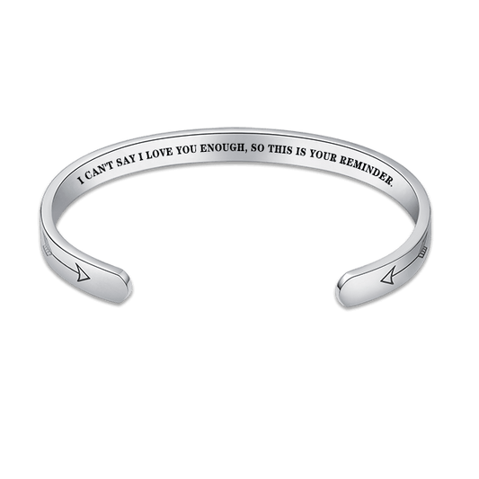 "I can't say i love you enough, so this is your reminder." Inspirational Gifts for Women Cuff Bracelet Quote Jewelry Hard Time Gift for Friends