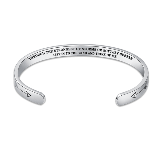 "Through the strongest of storms or softest breeze listen to the wind and think of me." Bracelet gift in Memory of adult or baby