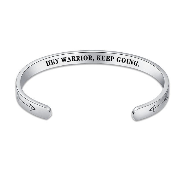 "HEY WARRIOR, KEEP GOING." Inspirational Bracelet