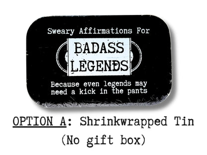 40 Mini Sweary Affirmation Cards for Badass Legends | Black Tin Included for Storage | Business Card Size