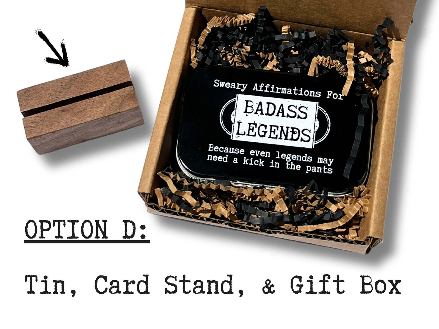 40 Mini Sweary Affirmation Cards for Badass Legends | Black Tin Included for Storage | Business Card Size