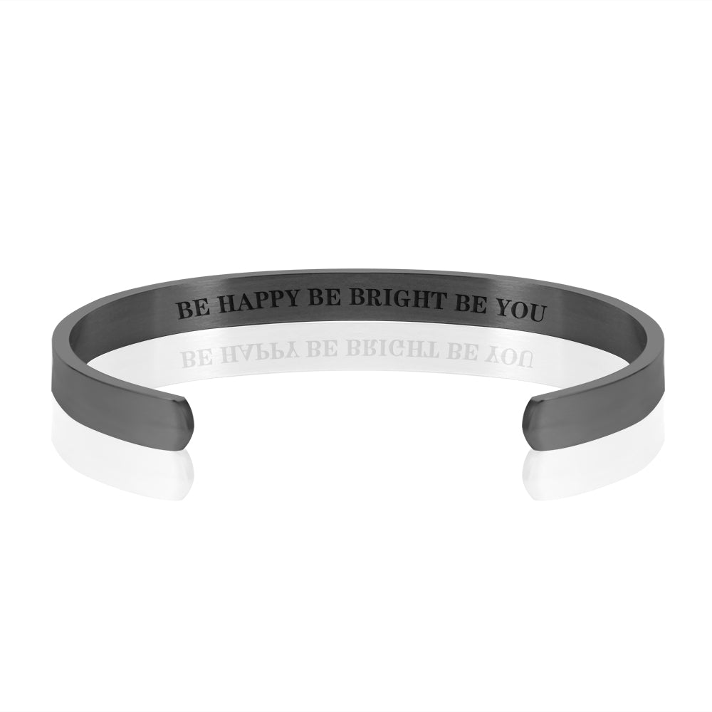 BE HAPPY BE BRIGHT BE YOU BRACELET BANGLE - Black